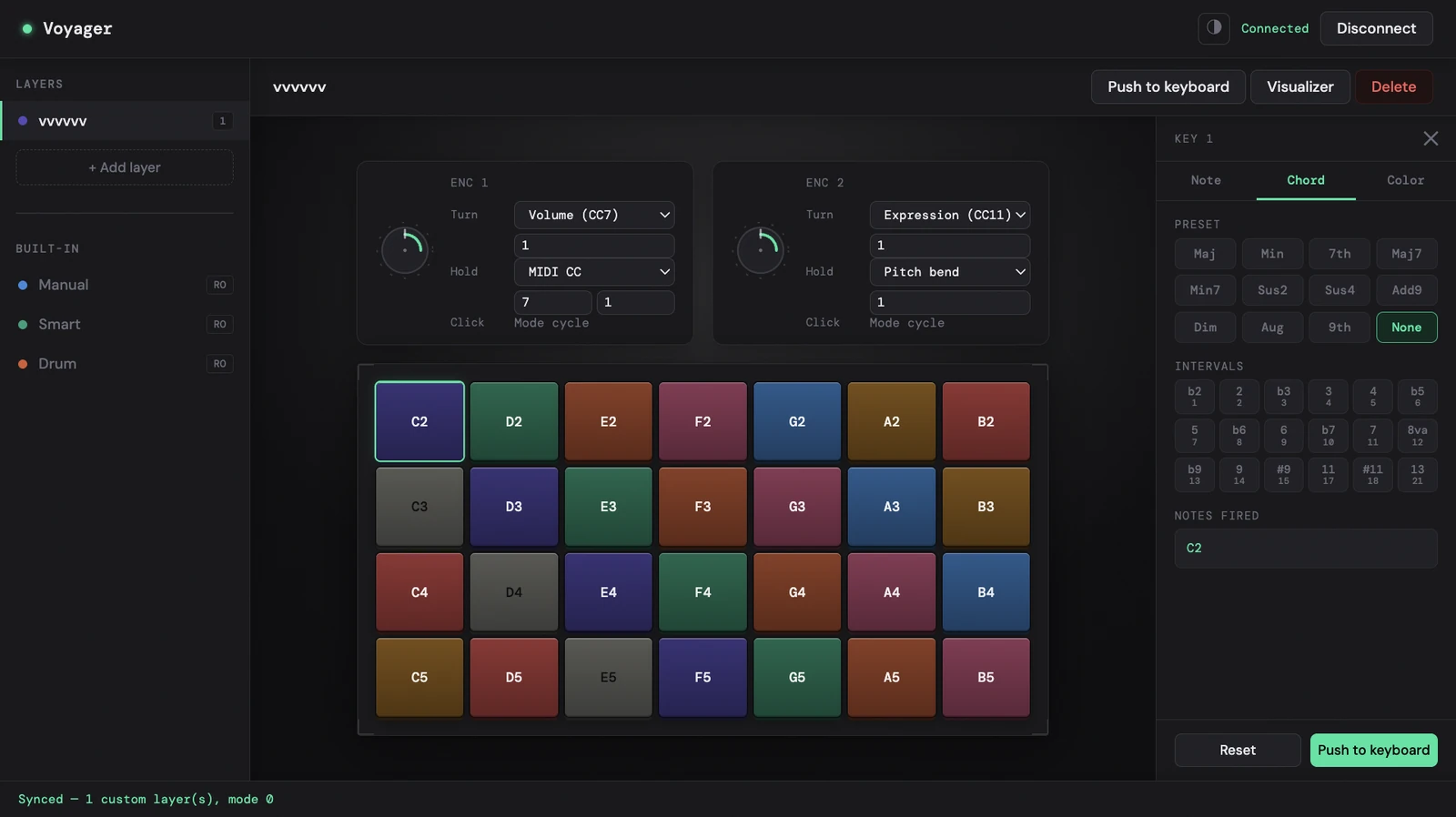 Voyager web serial configurator with custom key layer editor